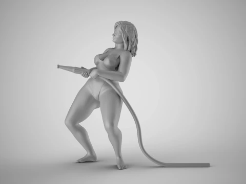 Girl Playing with Water 3D Print Model