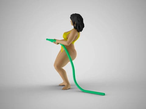 Girl Playing with Water 3D Print Model