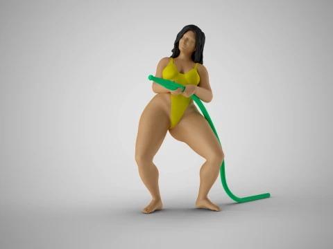 Girl Playing with Water 3D Print Model