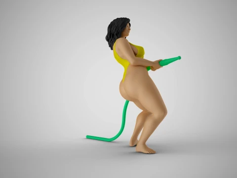 Girl Playing with Water 3D Print Model
