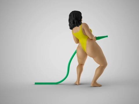 Girl Playing with Water 3D Print Model