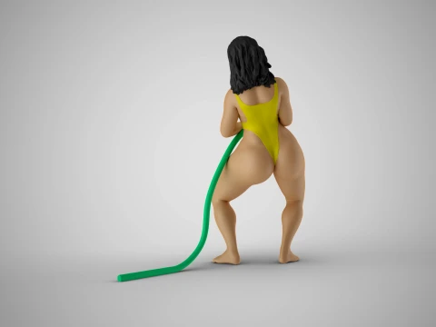 Girl Playing with Water 3D Print Model