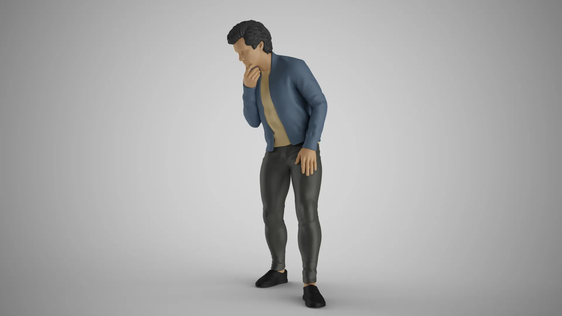 Man Looking in the Showcase 3D Print Model .c4d .max .obj .3ds .fbx .stl .blend