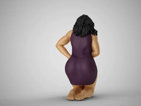 Girl Pressing on Pain 3D Print Model