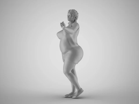 Girl Gently Hold 3D Print Model