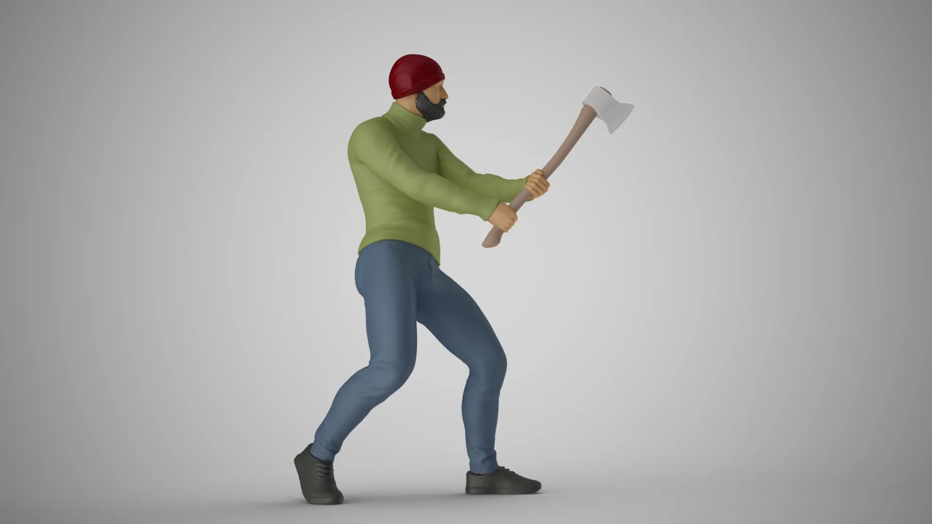 Woodcutter Man 3D Print Model .c4d .max .obj .3ds .fbx .stl .blend 