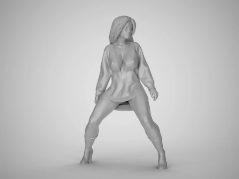 Shaking Leg Girl 3D Print Model