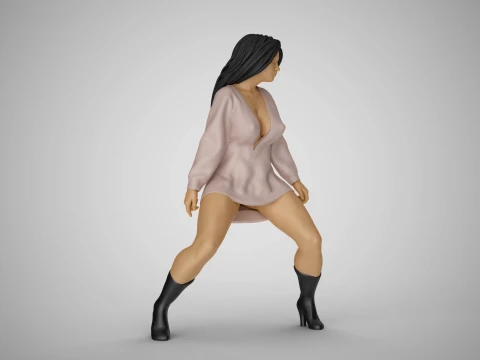 Shaking Leg Girl 3D Print Model