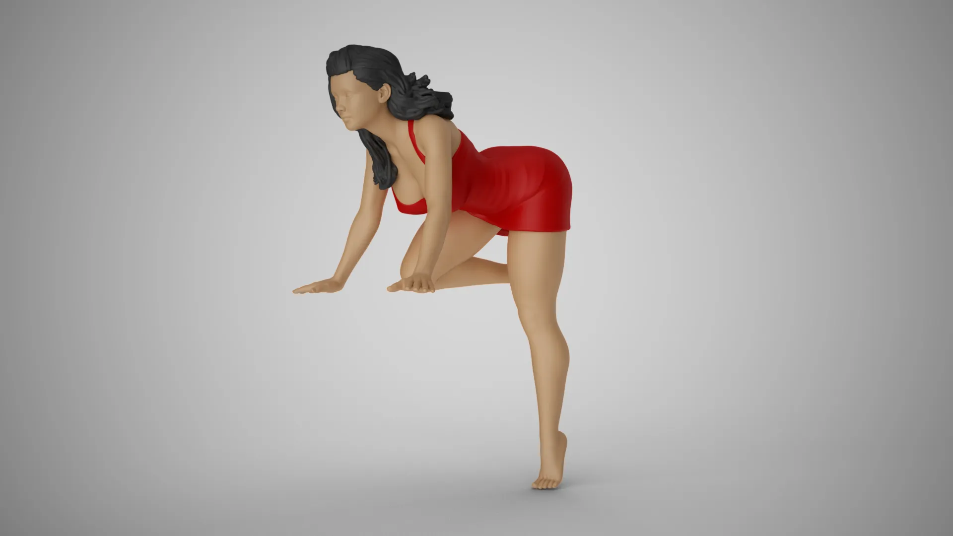 Girl Putting Her Hands on Table 3D Print Model .c4d .max .obj .3ds .fbx .stl .blend 