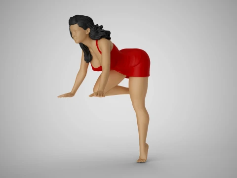 Girl Putting Her Hands on Table 3D Print Model