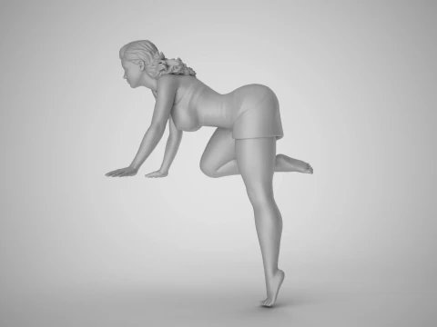 Girl Putting Her Hands on Table 3D Print Model