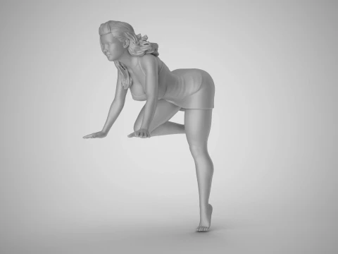 Girl Putting Her Hands on Table 3D Print Model