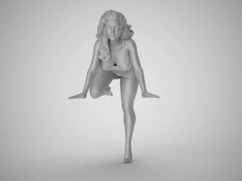 Girl Putting Her Hands on Table 3D Print Model