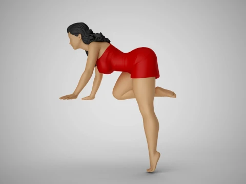 Girl Putting Her Hands on Table 3D Print Model
