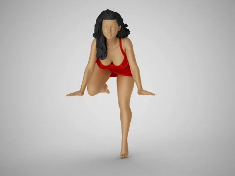 Girl Putting Her Hands on Table 3D Print Model