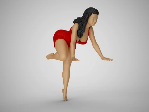Girl Putting Her Hands on Table 3D Print Model
