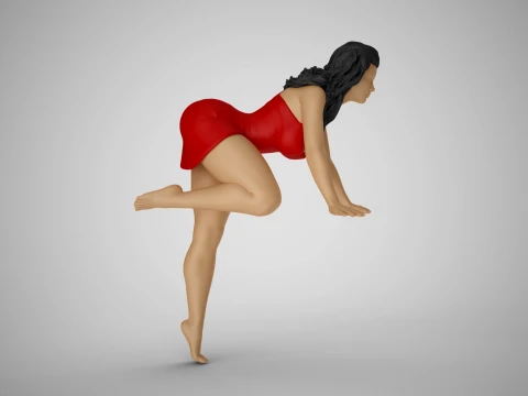 Girl Putting Her Hands on Table 3D Print Model