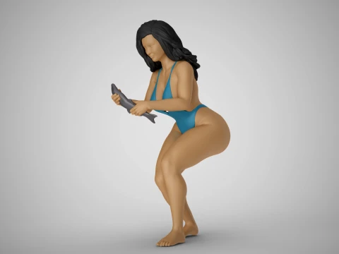 Girl Holding Fish 3D Print Model