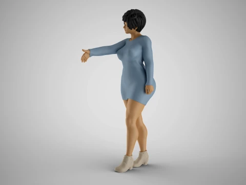 女人延长握手 3D 打印模型