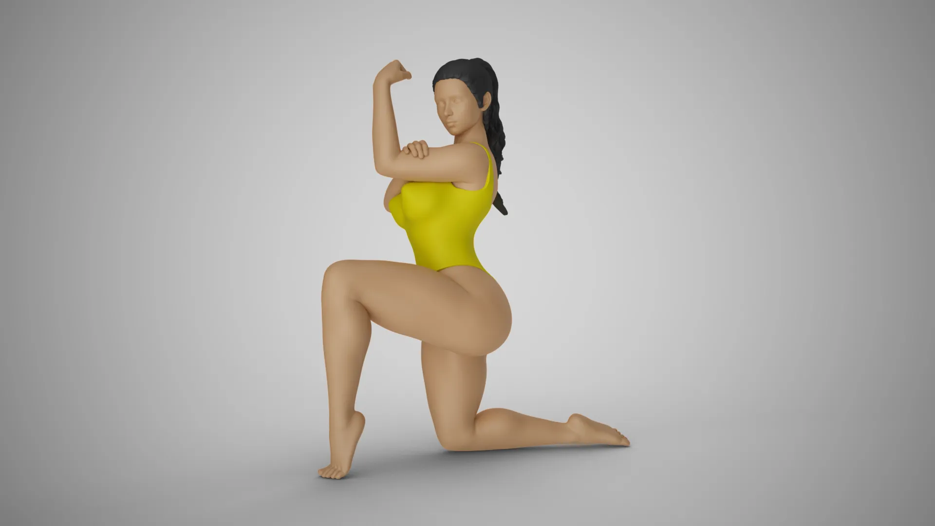 Girl Proving her Strength 3D Print Model .c4d .max .obj .3ds .fbx .stl .blend 