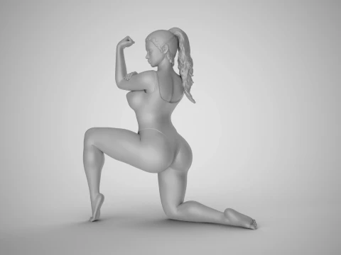 Girl Proving her Strength 3D Print Model