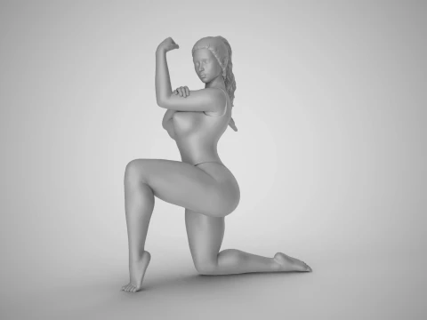 Girl Proving her Strength 3D Print Model