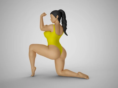 Girl Proving her Strength 3D Print Model