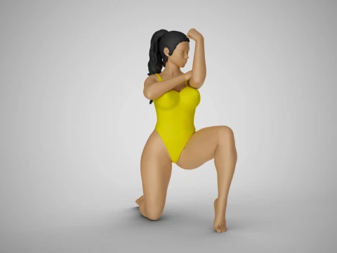 Girl Proving her Strength 3D Print Model