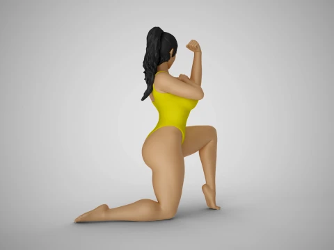 Girl Proving her Strength 3D Print Model