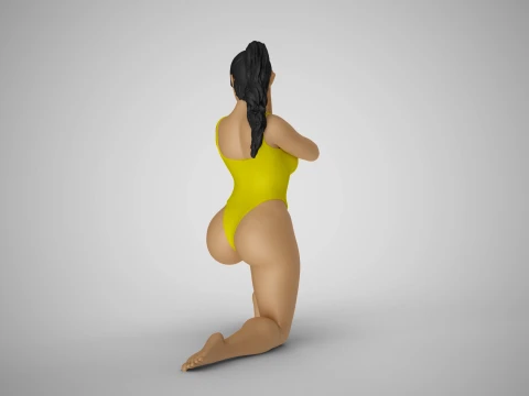 Girl Proving her Strength 3D Print Model