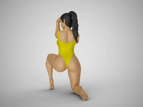 Girl Proving her Strength 3D Print Model