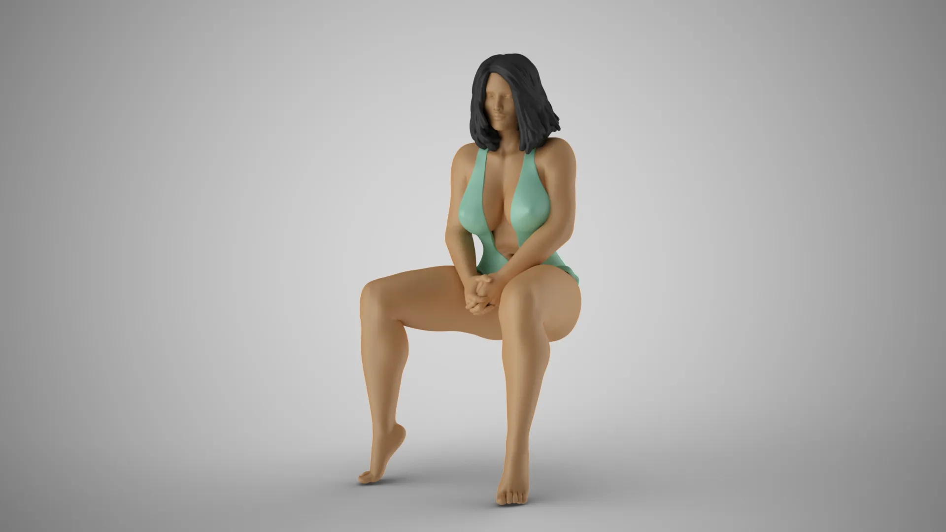 Girl Wait Patiently 3D Print Model .c4d .max .obj .3ds .fbx .stl .blend 