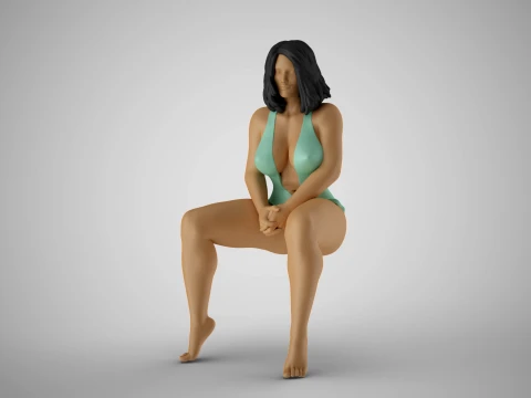 Girl Wait Patiently 3D Print Model