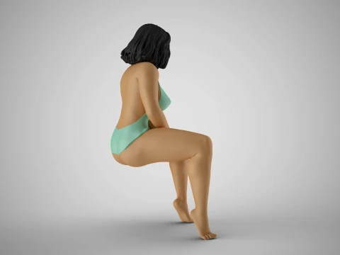 Girl Wait Patiently 3D Print Model