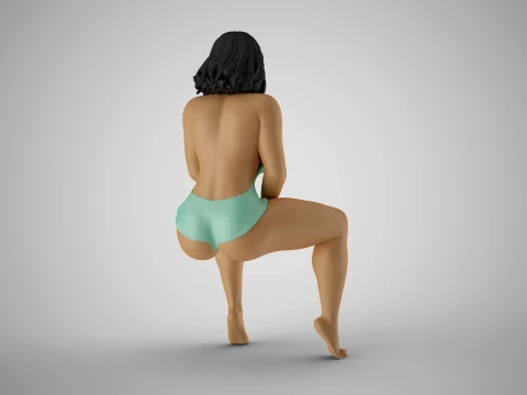 Girl Wait Patiently 3D Print Model