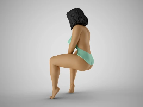 Girl Wait Patiently 3D Print Model