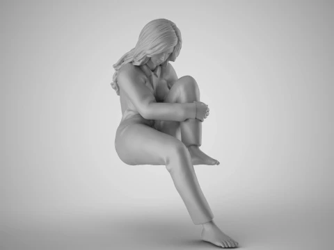 Woman in Deep Thought 3D Print Model