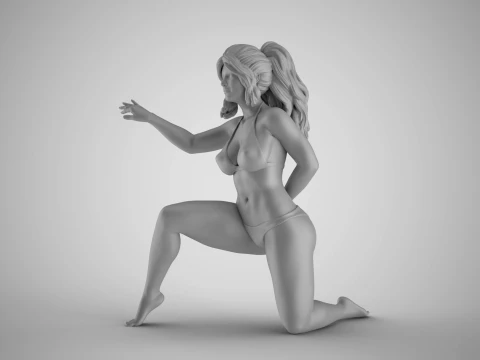 Peeking from Behind Bed Curtains 3D Print Model