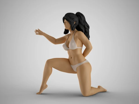 Peeking from Behind Bed Curtains 3D Print Model