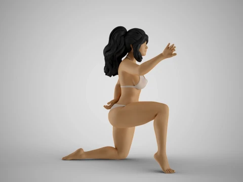 Peeking from Behind Bed Curtains 3D Print Model