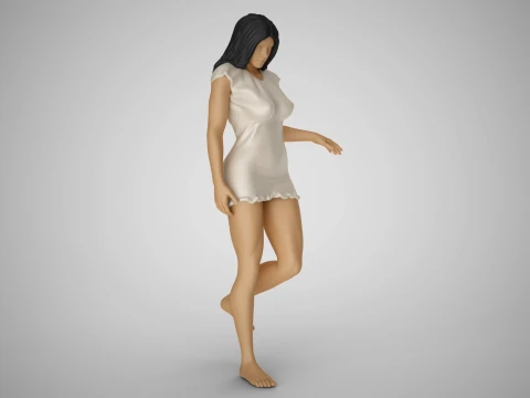 階段を下りる女性 3Dプリントモデル