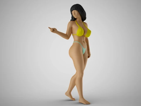 背中を見せる女性 3Dプリントモデル