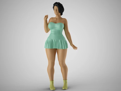 元彼女に挨拶する女性 3Dプリントモデル