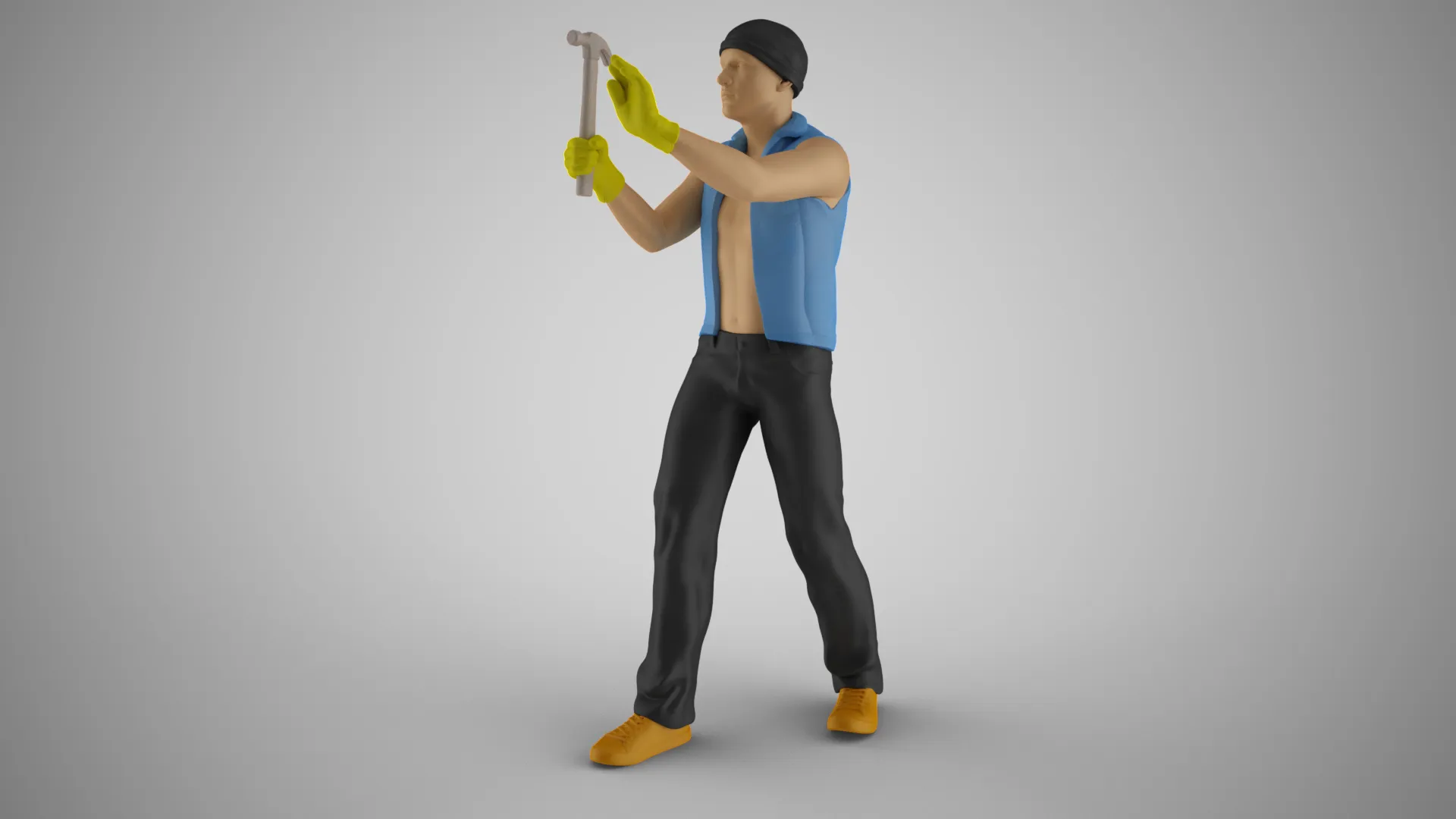Man Hammering Nails into Wall 3D Print Model .c4d .max .obj .3ds .fbx .stl .blend 