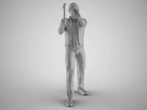 Man Hammering Nails into Wall 3D Print Model
