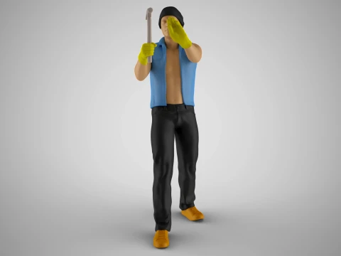 Man Hammering Nails into Wall 3D Print Model