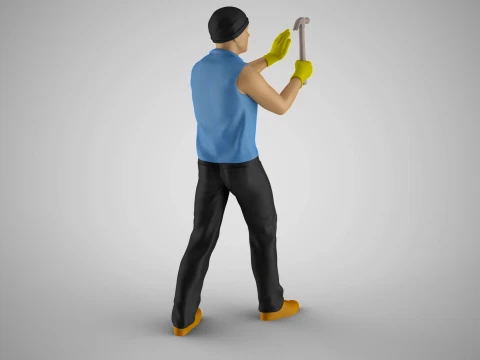 Man Hammering Nails into Wall 3D Print Model