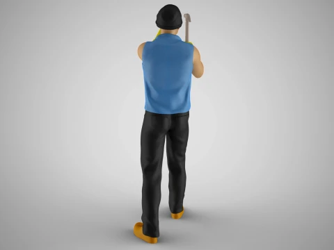 Man Hammering Nails into Wall 3D Print Model