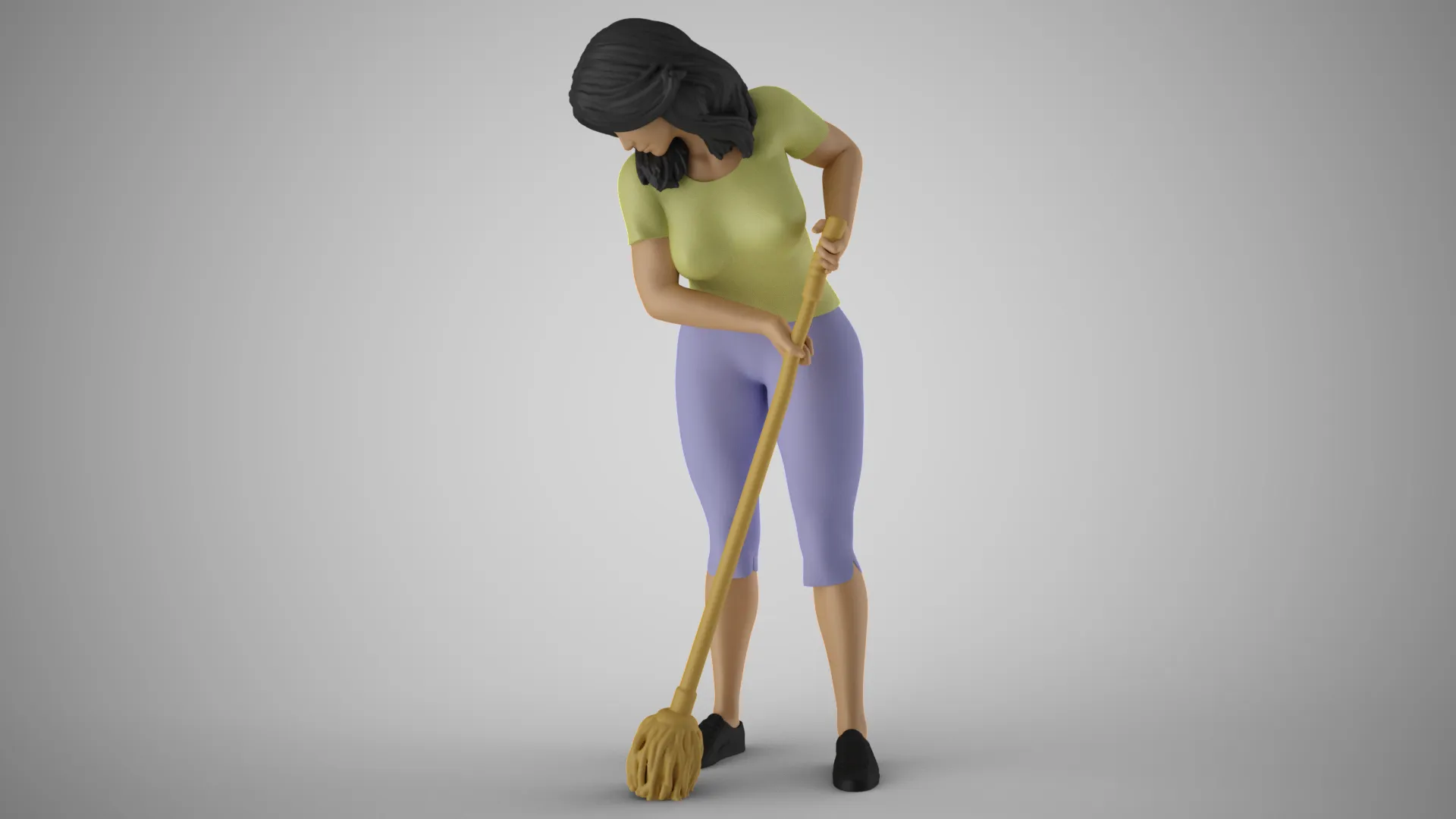 Cleaning Staff 3D Print Model .c4d .max .obj .3ds .fbx .stl .blend 