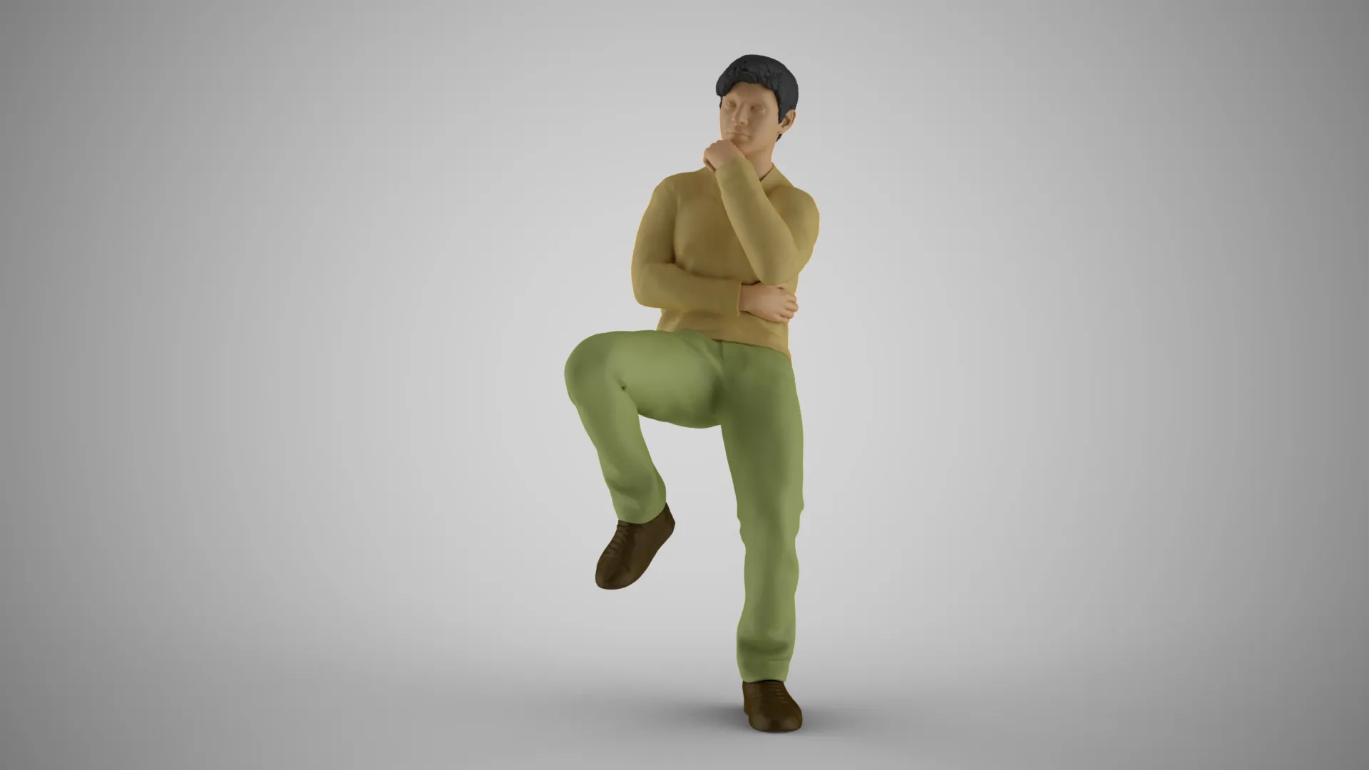 Thoughtful Man Sitting 3D Print Model .c4d .max .obj .3ds .fbx .stl .blend 